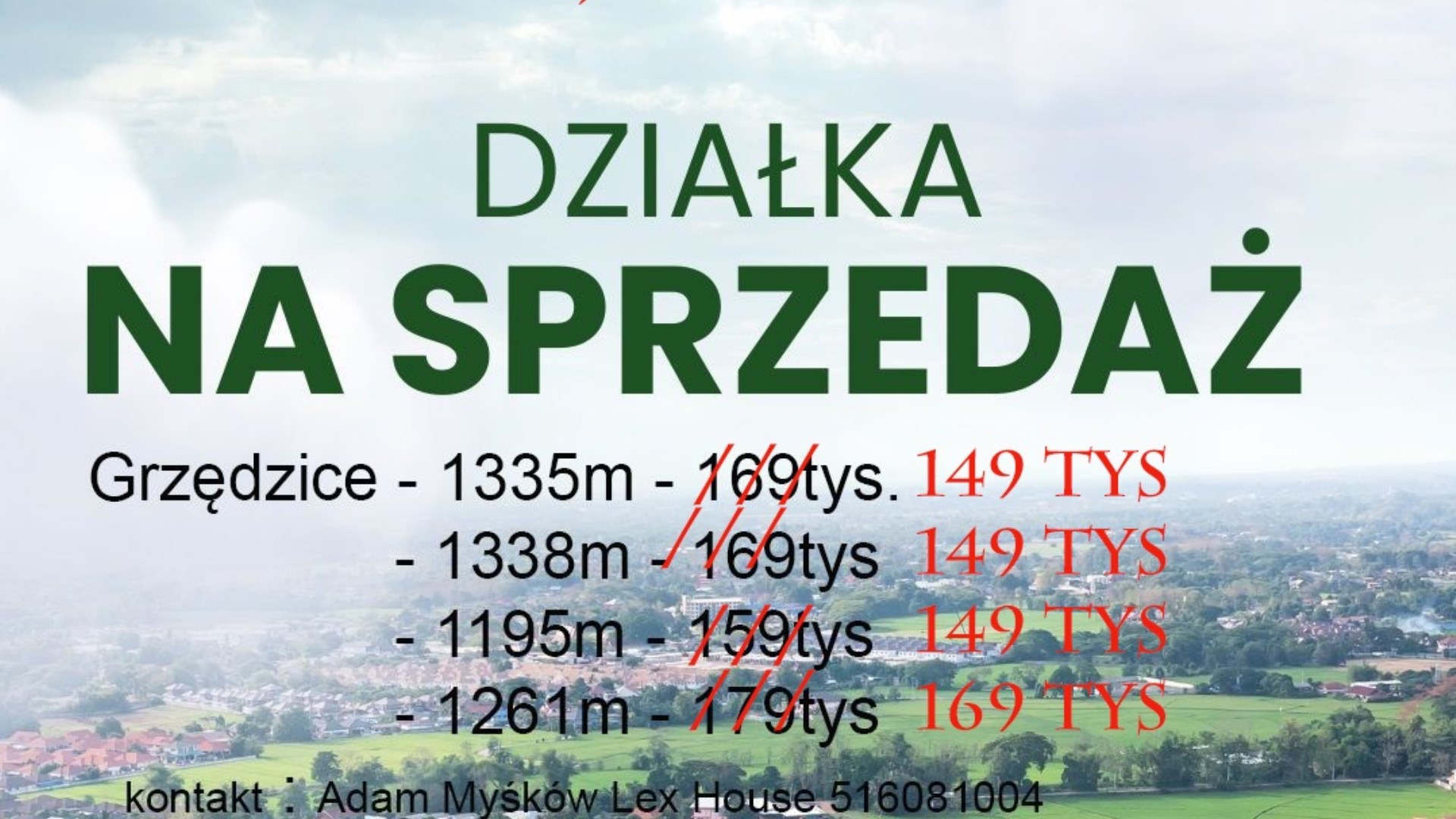 Okazyjnie sprzedam działkę w Grzędzicach